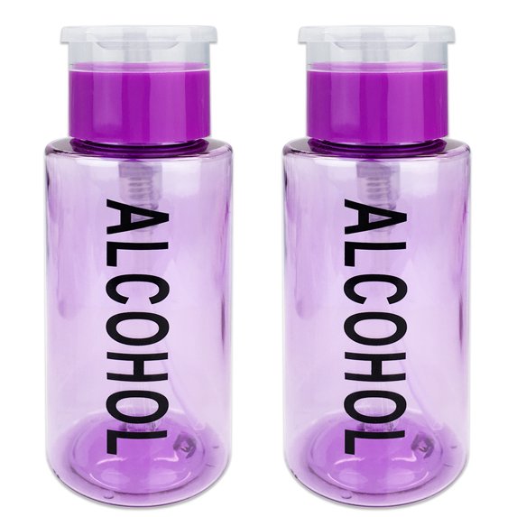 Pana High Quality 7oz Liquid Pump Dispenser With Alcohol Label - Purple (2 Bottles)