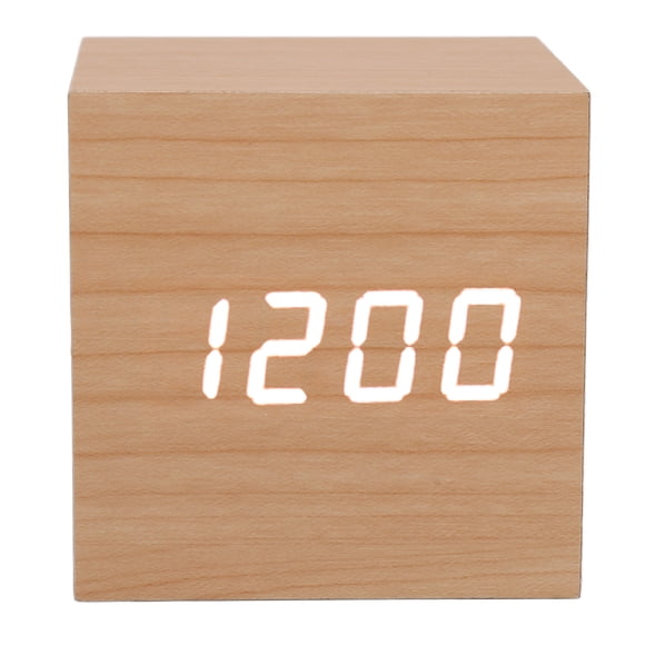 Reloj LED De Madera, Pantalla Grande Multifuncional, 3 Brillos, Protección Ocular, Reloj Digital LED Inteligente Portátil Para Oficina