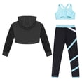 thumbnail image 4 of TiaoBug Kids Girls Tracksuit Sports Bra Hooded Crop Tops Leggings Set Jazz Dancewear Activewear Light Blue 12, 4 of 5