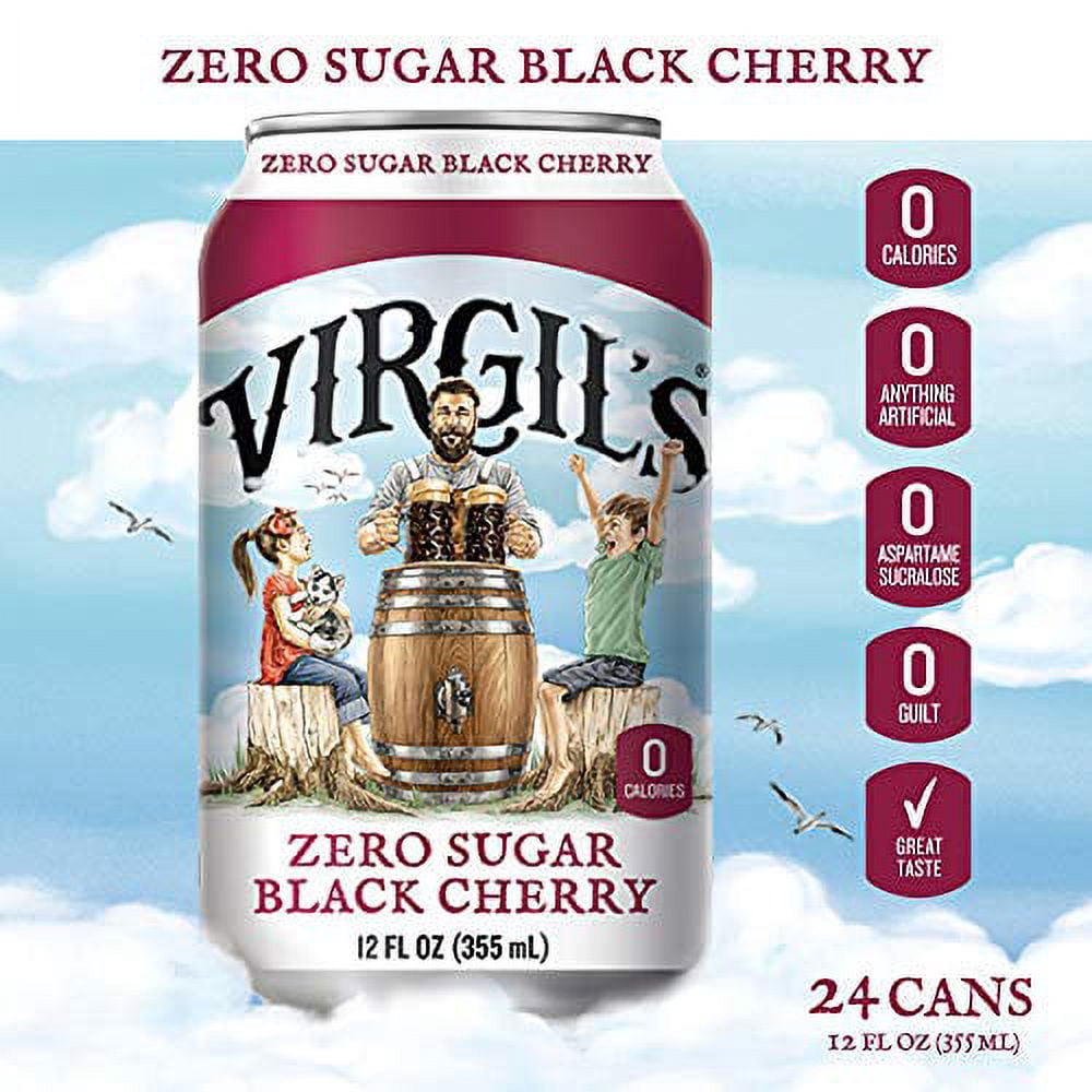 Virgil's, Zero Sugar Black Cherry, Great Tasting Zero Calorie Keto Friendly Soda (6 - 12oz cans
