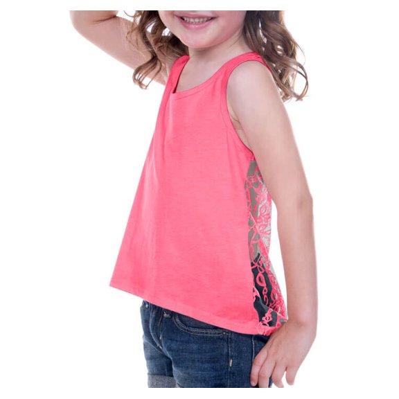 Kavio! Little Girls 3-6X Jersey High Low Lace Back Tank Pink Flash 6X