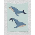 thumbnail image 1 of Whales Tapestry, Giant Humpback Mammal Animals Abstract Waves Motifs Illustration, Wall Hanging for Bedroom Living Room Dorm Decor, 60W X 80L Inches, Pale Seafoam and Pale Tan, by Ambesonne, 1 of 2
