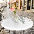 thumbnail image 6 of Christmas Botanical Round Tablecloth for 45-54 Inch Tables,Fitted Table Cover with Elastic Edge,Eucalyptus Leaves Xmas Pinecone Cotton Waterproof Outdoor Table Cloth Protector for Patio Garden Dinner, 6 of 9