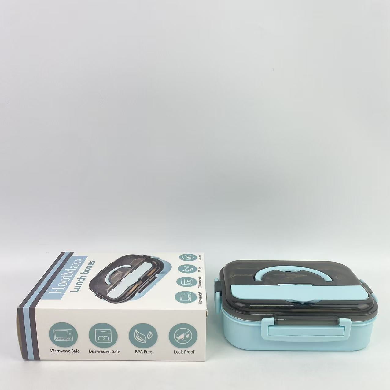 HootMaxx Lunch boxes ,Adult bento box, lunch container, leak proof lunch box with utensils, 2-bedroom bento box, microwave safe, blue