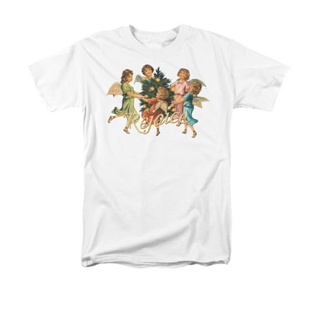 Angels Print T-shirt - Christmas Angels Rejoice Around the Tree Christmas Print Adult T-Shirt