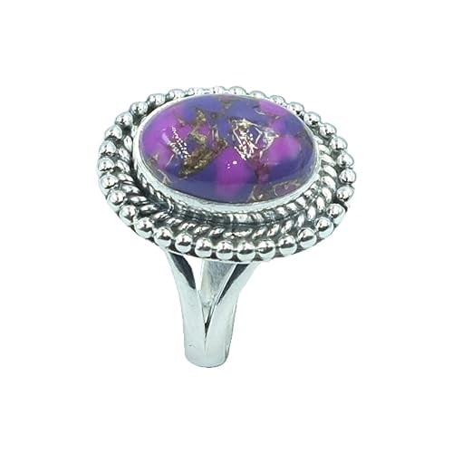 Natural Purple Copper Turquoise Stone 925 Sterling Silver Handmade Stacking Ring Gift Jewelry For Her