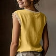thumbnail image 3 of Diufon Summer Tops for Women Cotton Linen Lace Trim Cap Sleeve Tank Top Casual Crewneck Beach Vacation Blouses, 3 of 9