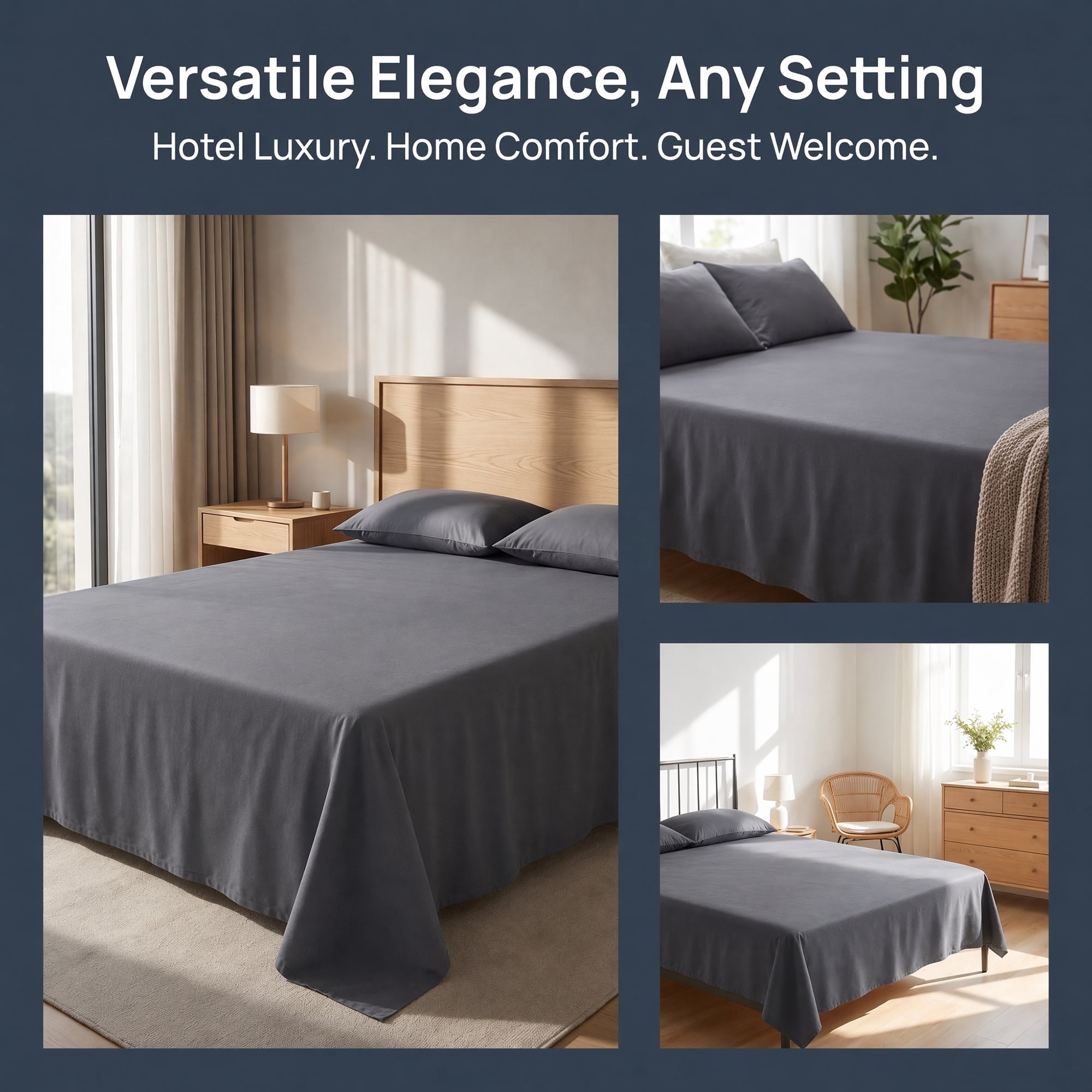 Unique Bargains Microfiber Bed Breathable Flat Sheet Bedding Light Gray 96"x106"
