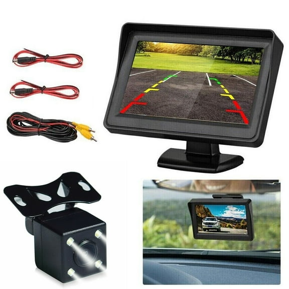 4.3inch HD Monitor Car Backup Reverse Camera Rear View Parking License Plate System