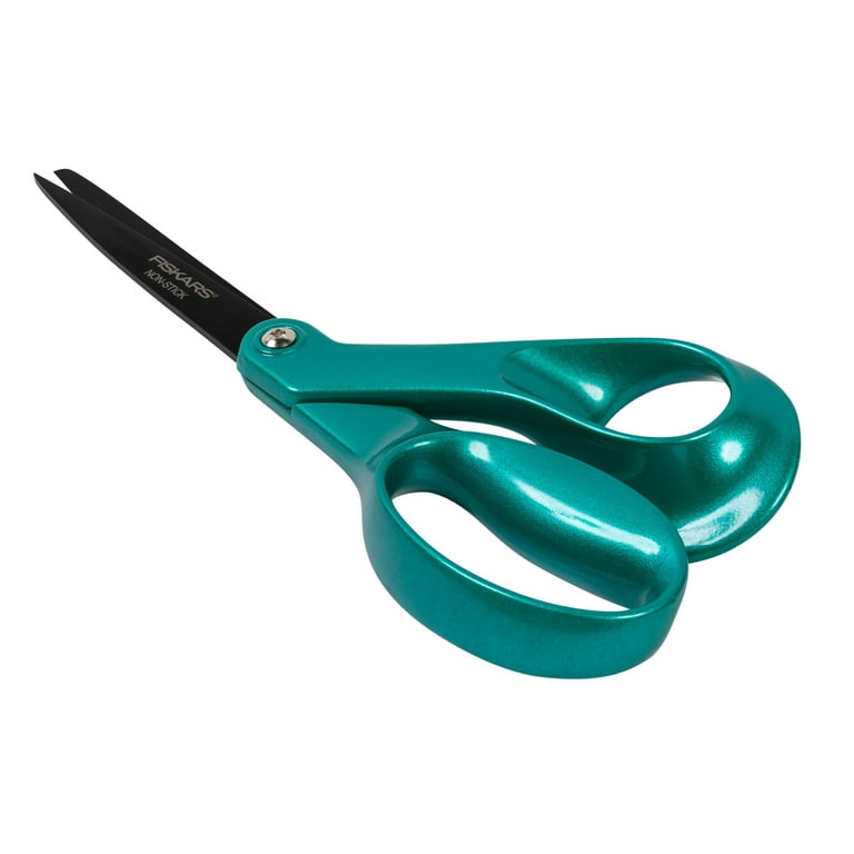 Fiskars Non-Stick Softgrip 7 Teal Sparkle Scissors | Target