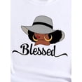 thumbnail image 4 of Blessed Letter And Portrait Graphic Short Sleeves Sports Tee, Round Neck Workout Causal T-shirt Top, Women's Activewear, 4 of 7