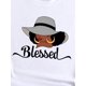 thumbnail image 4 of Blessed Letter And Portrait Graphic Short Sleeves Sports Tee, Round Neck Workout Causal T-shirt Top, Women's Activewear, 4 of 7