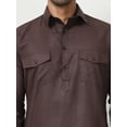 thumbnail image 6 of Punjabi Kurta Pajama Set Pathani Solid Color Indian Wear for Men (Coffee, 3XL), 6 of 8