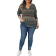 thumbnail image 2 of Agnes Orinda Plus Size Casual Tops for Women Long Sleeve T-Shirt Notch V Neck Blouses Fall Winter Tunics 4X Orange, 2 of 6