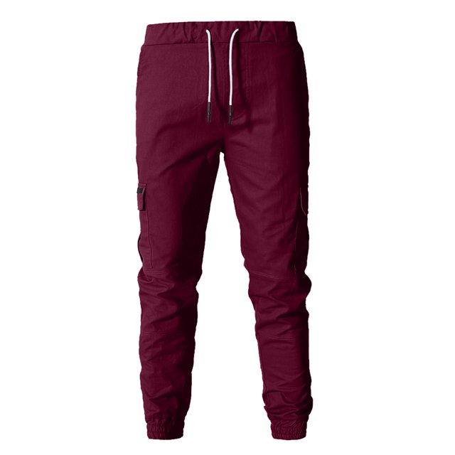 Cathalem Pantalon Cargo Extensible Coupe Décontractée pour Hommes avec Poches, Vin XXXXL