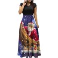 thumbnail image 1 of Jusqu'à 65 % de Rabais! Robes d'Été Mode pour Femmes 2024 Grande Taille à Manches Courtes Imprimé de Noël Style des Fêtes Grande Jupe Longue Robe à Manches Courtes à Col Rond, 1 of 4