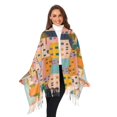 thumbnail image 3 of FORMRS Womens Scarf Winter Soft Long Big Warm Shawls Wrap Tassel Scarves, Orange Cityscape Painting, 3 of 9