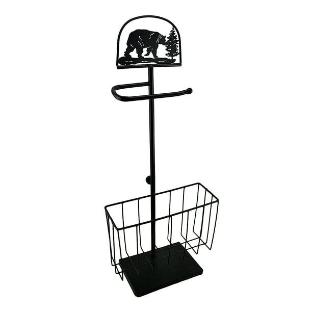 Black Bear Woods Standing Metal Toilet Paper/Magazine ...
