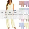 thumbnail image 3 of NominalSnug Women's Pajamas Sets Striped Short-Sleeve Top Wide Leg Pants with Pockets Loungewear Pjs Set, 3 of 8