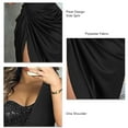 thumbnail image 4 of Black XL One Shoulder Sleeveless Pleated Side Split Evening Dress for Ceremonies and Parties, 4 of 5