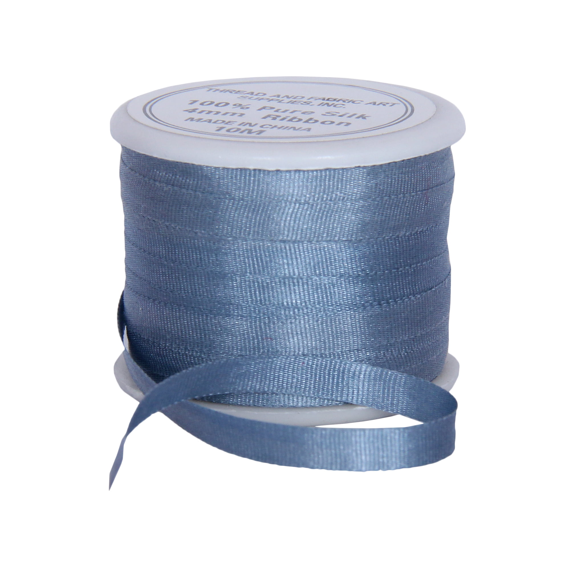 4 or 20 yard cuts MED BLUE GREEN 100% silk 2mm or 4mm silk ribbon made in Japan.