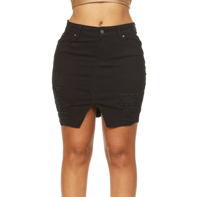 Black denim top skirt juniors