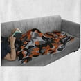 thumbnail image 6 of Camo Soft Flannel Fleece Throw Blanket, Vibrant Camouflage Lattice Like Service Theme Modern Design Print, Cozy Plush for Indoor and Outdoor Use, 60" x 80", Orange Grey Black, by Ambesonne, 6 of 6