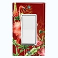 thumbnail image 1 of Metal Light Switch Plate Outlet Cover Tropical Pink Flamingo Flower Leaves Burgundy FGO009, 1 of 13