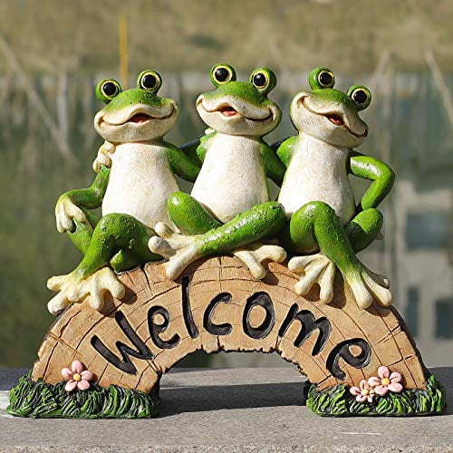 Frog Garden Decor, Sign Statue for Patio Yard Lawn Funny Fairy