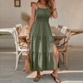thumbnail image 2 of Admvng Women's Square Neck Dress Spaghetti Straps Tiered Sleeveless Casual Beach Maxi Dress, 2 of 6