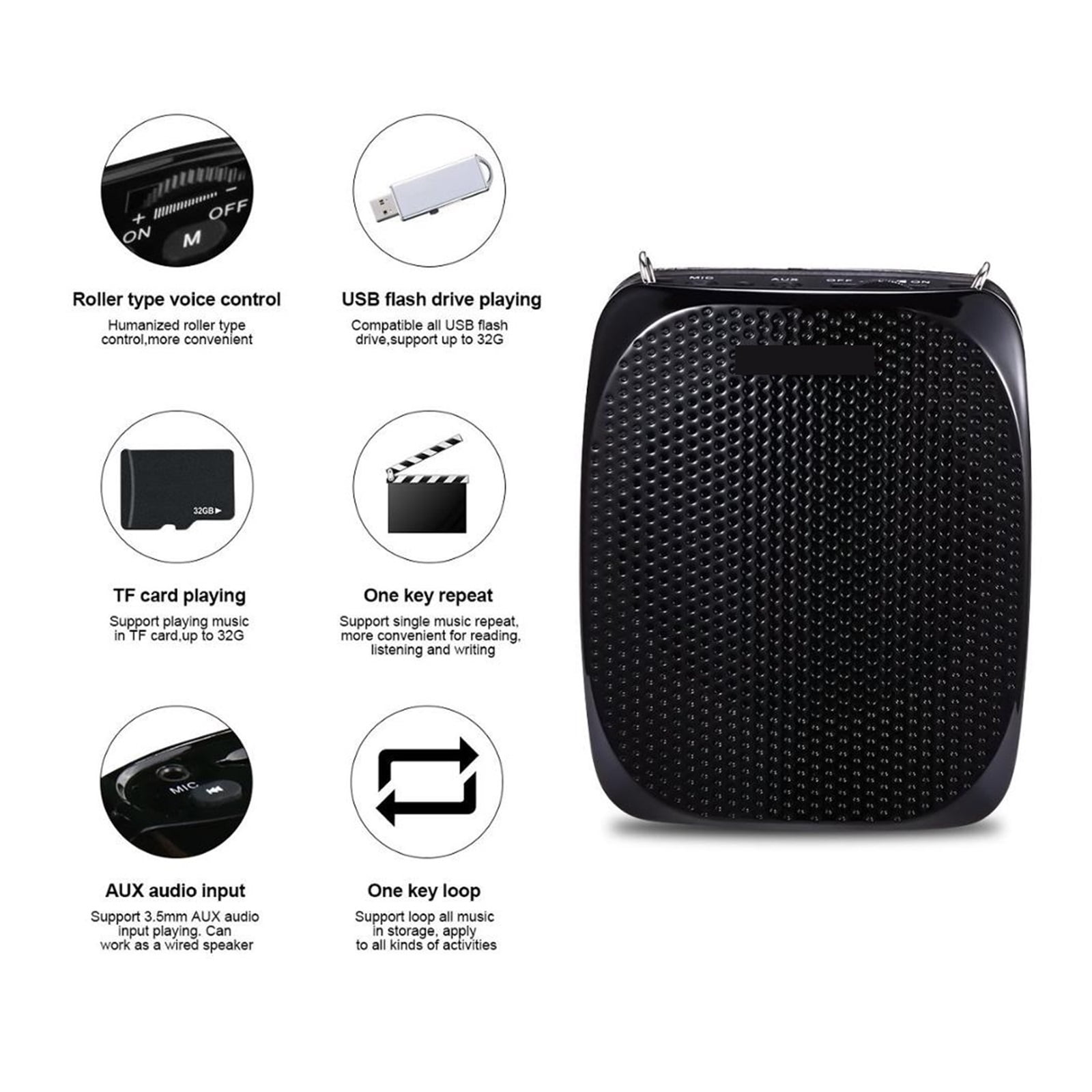 Portable Recharable Mini Voice Amplifier Speaker With Wired Microphone For Teachers Supports MP3 Format Audio ,Powerful Voice Amplifier