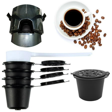 

4Pcs Reusable Coffee Capsules Pods Cups And 1 Pcs Spoon For Coffee Machines Kitchen Accessories TANGNADE