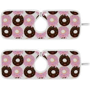 Donuts in Chocolate Pink Glaze 2PCS Faucet Absorbent Mats, Kitchen Faucet Sink Splash Guard Microfiber Cloth Faucet Splash Catcher Water Absorbent Mat, Faucet Mat for Kitchen Sink 23x5in