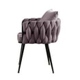thumbnail image 3 of Velvet Dining Chairs, Modern Dining Chair with Black Metal Legs, Hand Weaving Upholstered Dining Chairs, Accent Desk Chair for Dining Room, Kitchen, Vanity, Living Room(Purple,Set of 6), 3 of 10