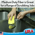 thumbnail image 5 of LOLA Heavy Duty Non-Scratch Scouring Sponge, Sponge Side Wipes & Protects Hands, Fiber Side Cleans & Scrubs, 3.75" x 2.75" x 1.875", 5 of 7