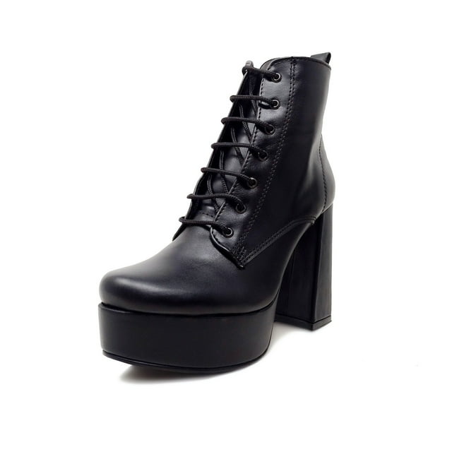 Bota Dasalo Negra De Agujeta Con Plataforma Para Mujer