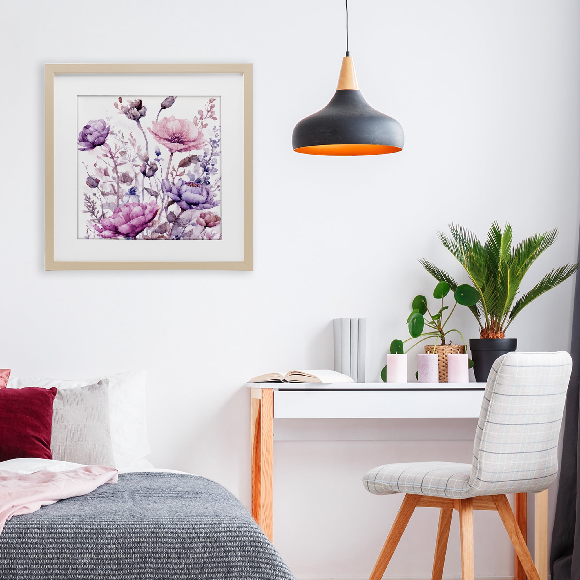 Stupell Industries Purple & Pink Florals Birch Framed Print Under Glass, design by Kim Lewis