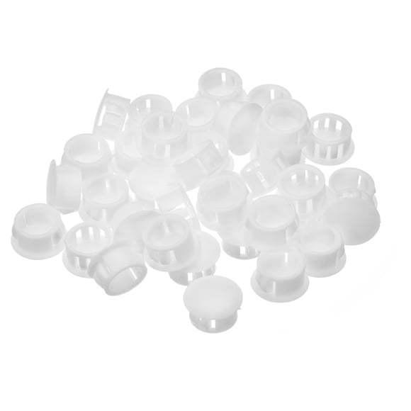 Unique Bargains 36Pack 16mm(5/8') Plastic Hole Plugs Panel Flush Type Knockout Locking Plugs, White