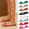 thumbnail image 5 of Xfvqtps Womens Lace up Gladiator Sandals Flat Crisscross Straps Open Square Toe Multicoloured Fashion Non Slip Breathable Beach Summer Sandals White, 5 of 5