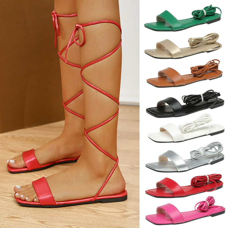 Cethrio Womens Summer Comfort Flats Sandals- Wide Width Slides