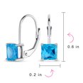 thumbnail image 4 of Bling Jewelry Womens Imitation Topaz Blue Princess Cut Solitaire AAA CZ Drop Earrings Leverback, 4 of 6