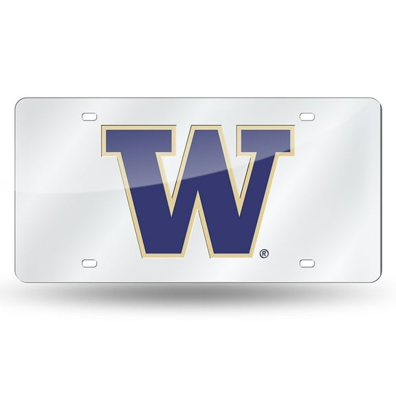 Washington Huskies Mirrored Laser Cut License Plate Laser Tag