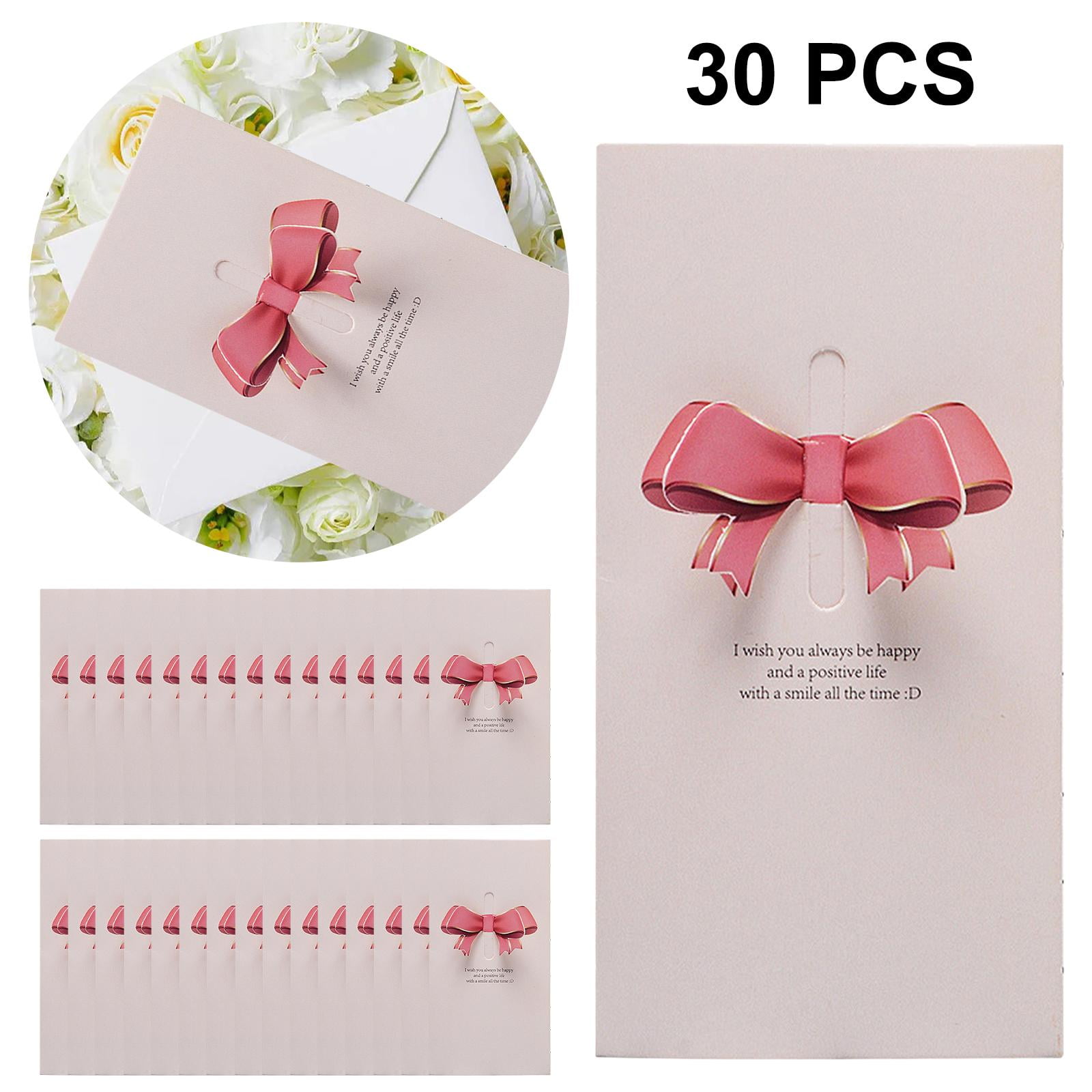 FVDPWYE Wedding Invitations Kit Rustic Wedding Festive Card for Birthday Graduation pale pale pink bow