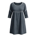 thumbnail image 5 of HBBIKVI Tunic-Style Mini Dress for Women Casual 3/4 Sleeve A-Line Dress with Side Pockets and Decorative Trim for Everyday Casual Look, 5 of 6