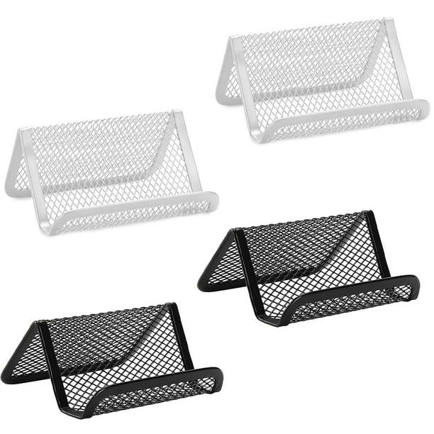 Tarjetero de malla metálica, paquete de 4, tarjetero de escritorio, soporte para tarjetas de visita, tarjetero para oficina, 10,5*8*5,6 cm
