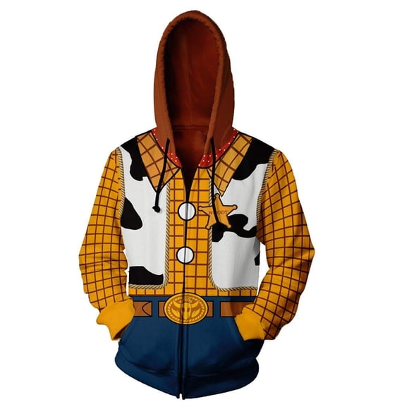 Woody Hoodie Sheriff Cosplay Costume Cowboy Jacket Zip Sweatshirt for Adults StyleB L