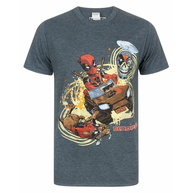 Marvel T-Shirt Gris à Manches Courtes pour Hommes Deadpool (Très Grand)