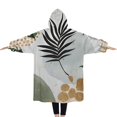 thumbnail image 2 of Oversized Wearable Blanket Hoodie,Green Boho Plant Pattern Sherpa Blanket Hoodie with Super Pockets,Super Warm Fuzzy Pullover for Women & Men, 2 of 6