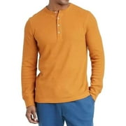 Goodfellow & Co Men's Long Sleeve Textured Henley Shirt - Mojave Orange - S
