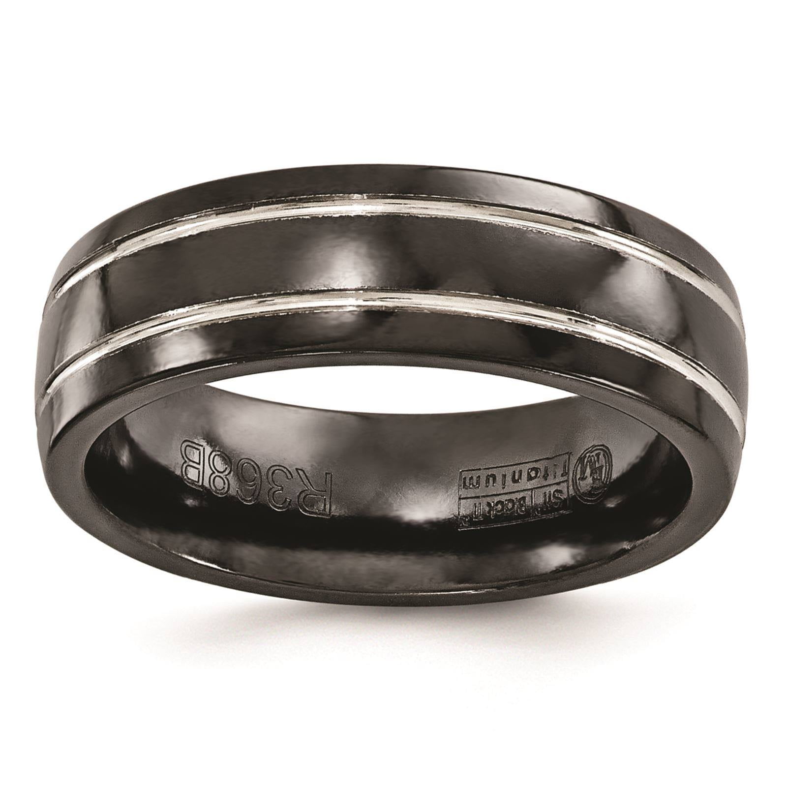 Bridal Wedding Bands Decorative Bands Edward Mirell Black Ti Grey Grooves 6mm Band Size 10